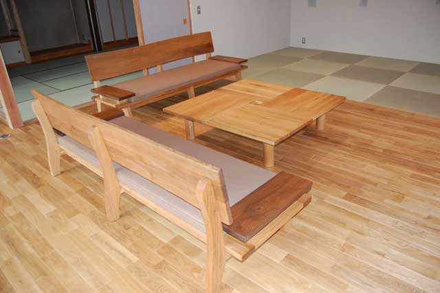 木製ソファーベンチ
