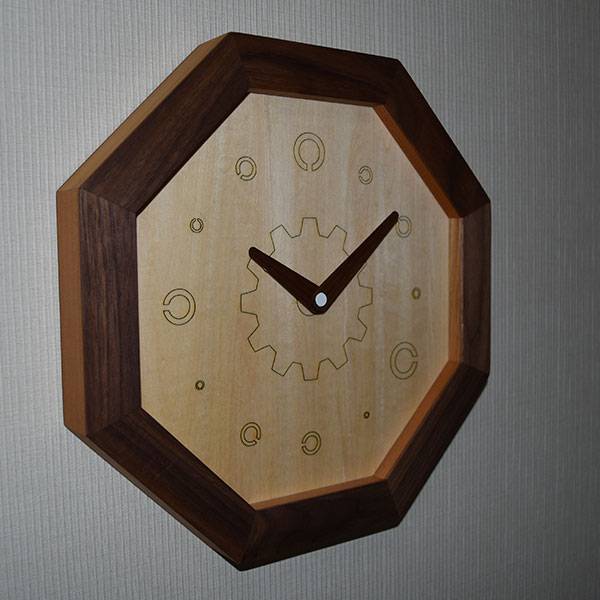 Art&Craft よしのや / 壁掛け八角時計 ウォールナット 視力検査時計